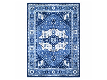 Blue and White Hand Knotted Wool Serapi Design Oriental Carpet