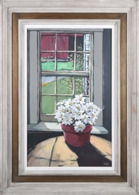 Roy Bailey Acrylic on Board "Potted Daisies by the Window"