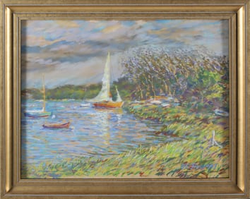 George Thomas Pastel "Polpis Harbor Nantucket"