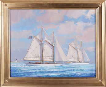 William Lowe Oil on Canvas "Nantucket Departure"