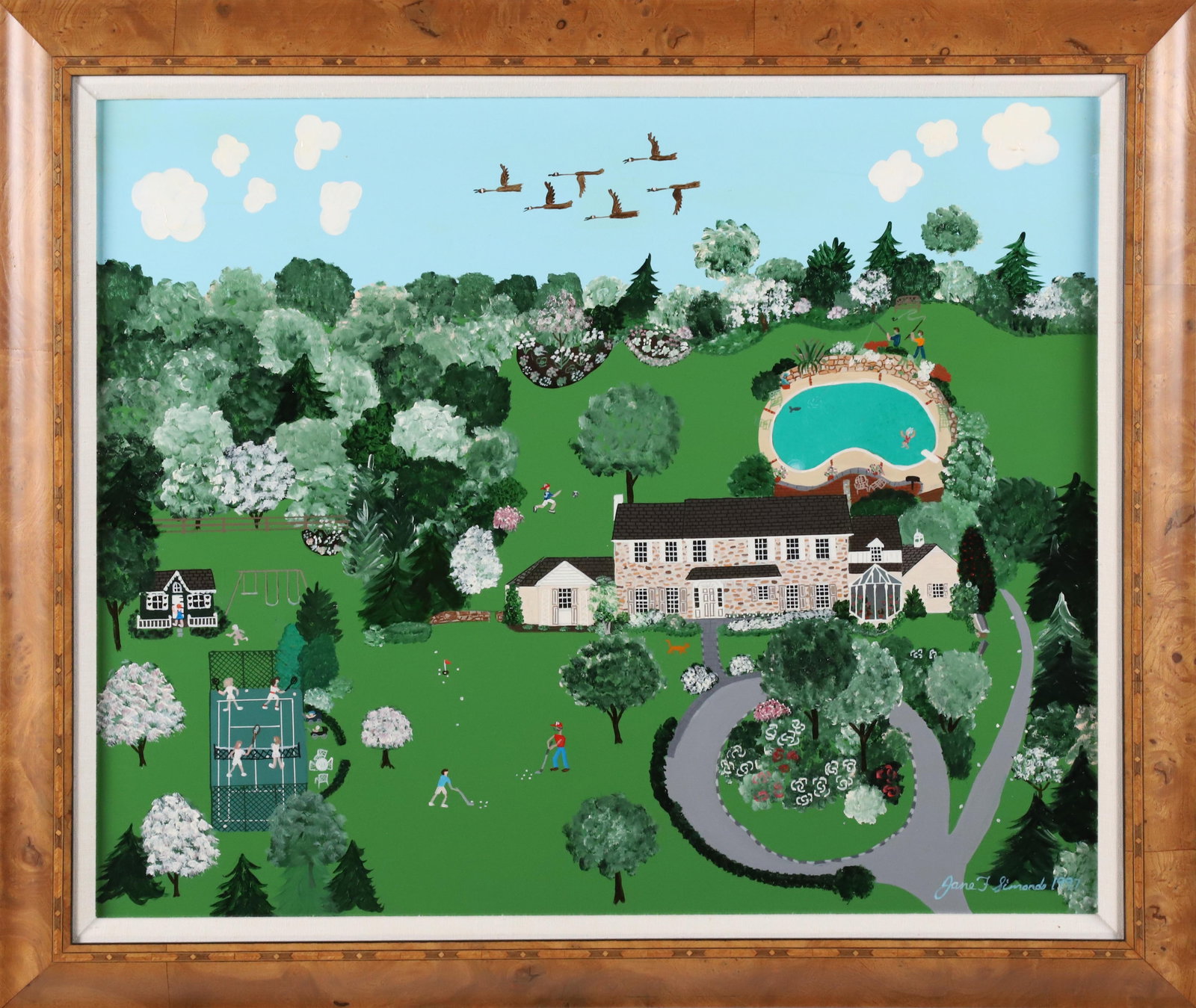 Jane F. Simonds Oil on Board Folk Art Scene of a Nantucket House (1 of 7)