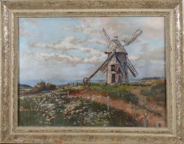Walter Francis Brown Oil on Canvas "Old Mill Nantucket"
