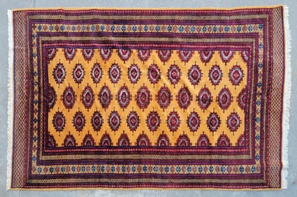 Vintage Bokara Hand Knotted Wool Carpet