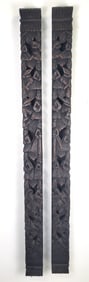Pair of Figural Carved Asian Wall Columns