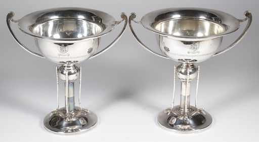 Pair of Vintage English Sterling Silver Golf Trophies