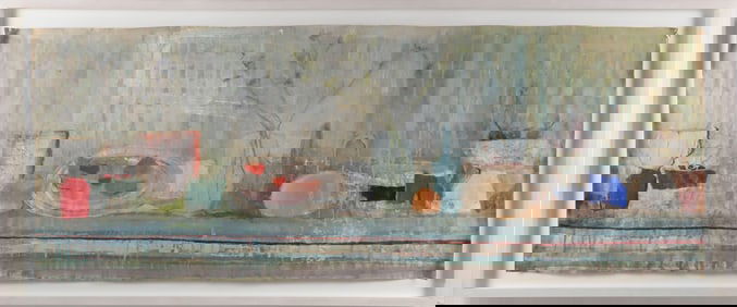 Charlotte Culot Modern Mixed Media on Paper "Tabletop Still Life"