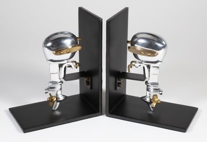 Chrome Boat Motor Bookends