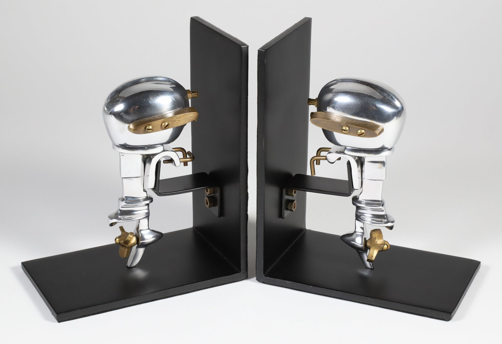 Chrome Boat Motor Bookends (1 of 5)