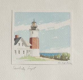 Doris and Richard Beer Watercolor on Paper "Sankaty Light"