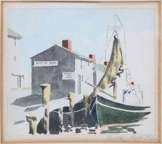 Doris and Richard Beer Watercolor on Paper "Old South Wharf"