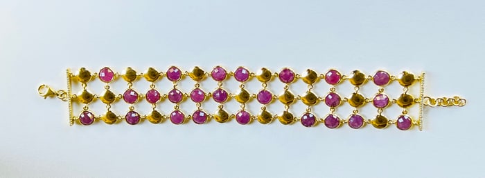 Faceted Ruby Sterling Silver Bracelet