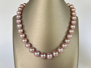 11mm x 13mm Natural Pink Fresh Water Pearl Necklace