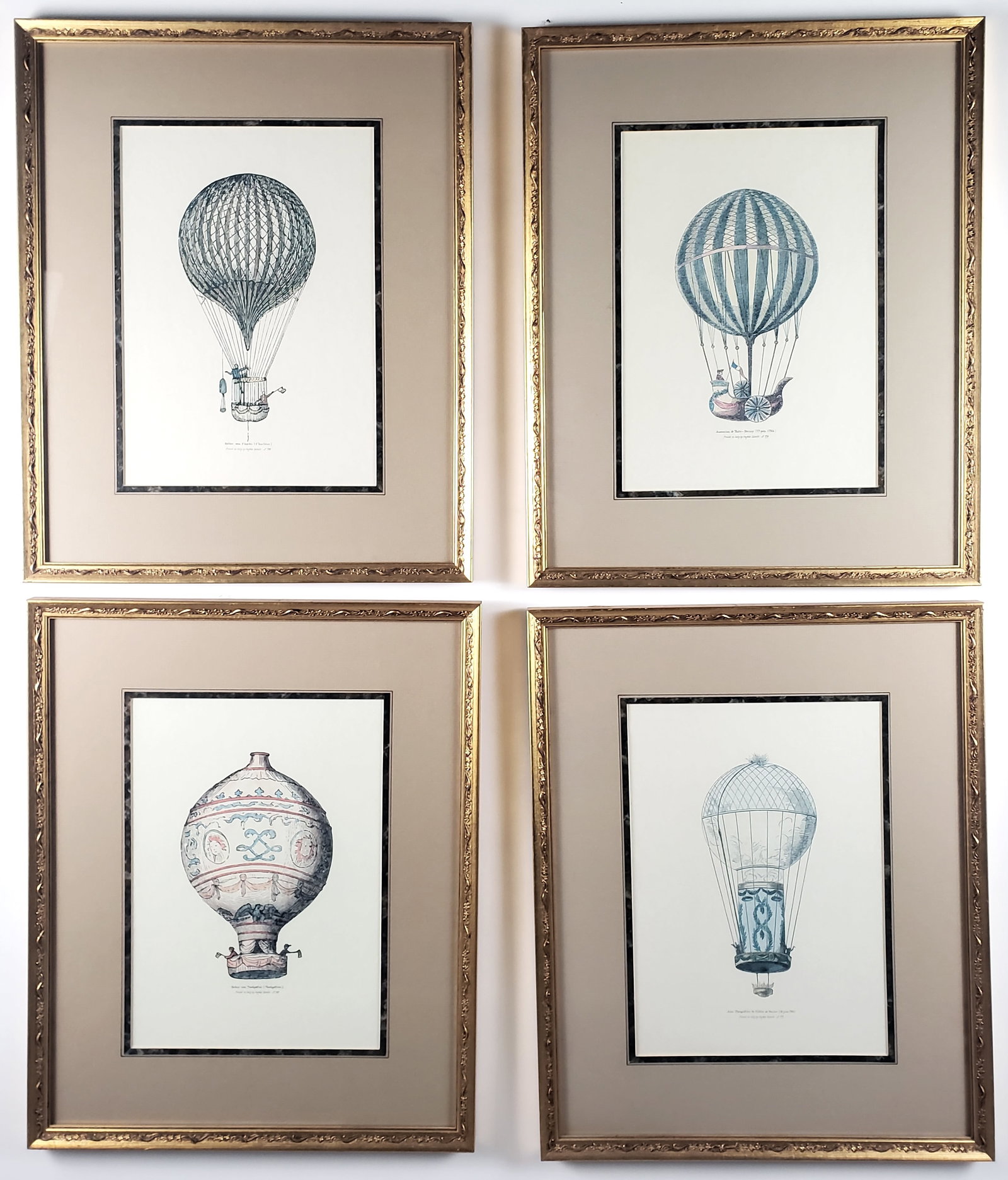 Set of Four Vintage Hot Air Balloon Lithograph Prints (1 of 5)