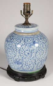 Chinese Blue and White Porcelain Ginger Jar Lamp
