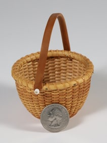 Miniature Round Open Swing Handle Nantucket Basket
