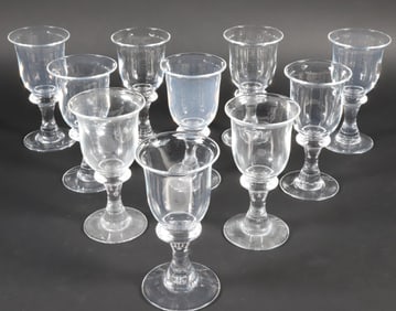 Set of 10 Jerpoint Glass Studio Hand Blown Crytal Goblets