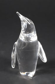 Signed Steuben Clear Glass Penguin Designed by George Thompson, 1957