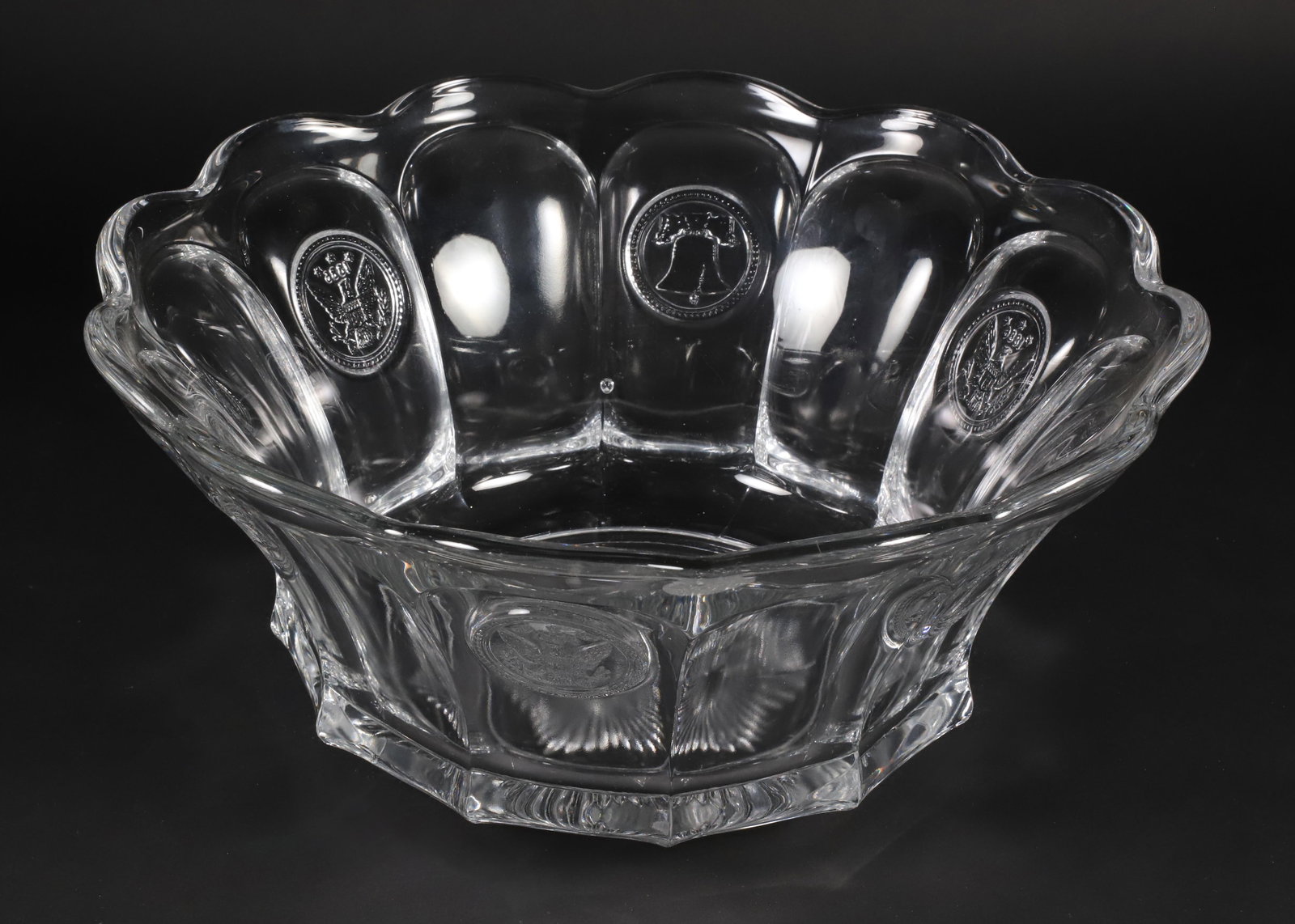 1886 Fostoria American Pressed Crystal Glass Punch Bowl (1 of 6)