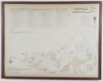 Vintage Map of Nantucket Island, Conservation Foundation Acquisitions 1965-1973