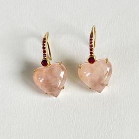 Rose Quartz, Labradorite and Natural Zircon Sweetheart Earrings
