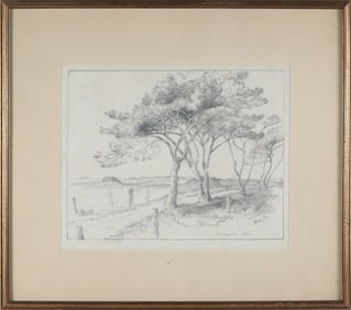 Isabelle Tuttle Pencil and Ink "Polpis Road Landscape", circa 1932