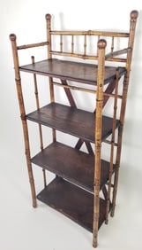 Antique English Bamboo Four-Tier Etagere Bookshelf, 19th century