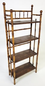 Antique 19th Century Bamboo and Oak Etagere Bookshelf