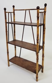 Antique 19th Century Bamboo and Pine Bookshelf