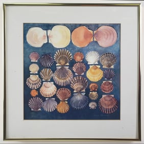 Vintage Louise Russell Limited Edition Nantucket Silkscreen, "Scallop Shells"