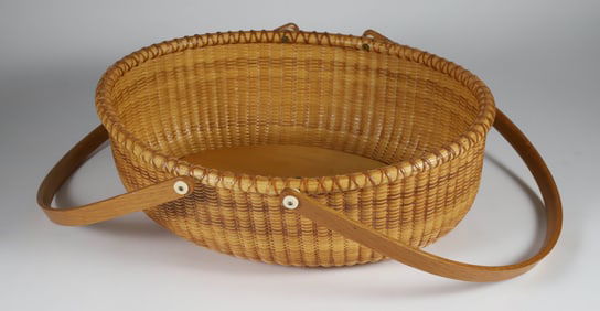 Donna Cifranic Oval Double Swing Handle Open Nantucket Basket, circa 1988