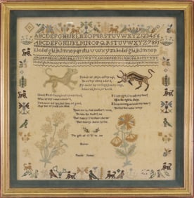 School Girl Sampler "The Gift of CT to Her Nurse Phoebe Jones", 19th Century