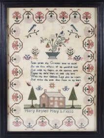 Mary Keynes Colorful and Bright School Girl Sampler "Mary Keynes, May 25, 1822"