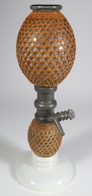 Antique French Wicker Wrapped Seltzer Bottle Dispenser