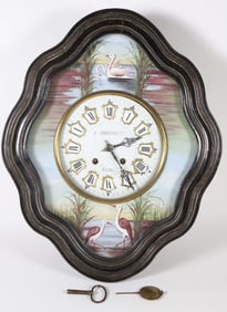 C. Chauvineau Sanxay Enamel Face Wall Clock, 19th Century