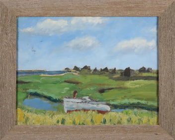 E. Allen Folger Oil on Artist Board "Nantucket Creeks", circa 1960