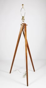 Contemporary Wood Tripod Floor Lamp