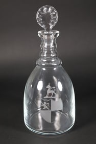 Large Acid-Etched Coat-of-Arms Crystal Decanter