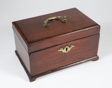 English Mahogany Double Compartment Tea Caddy, 18th Century