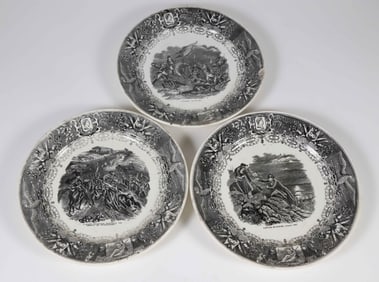 Set of Three Napoleonic Black Transferware Dishes
