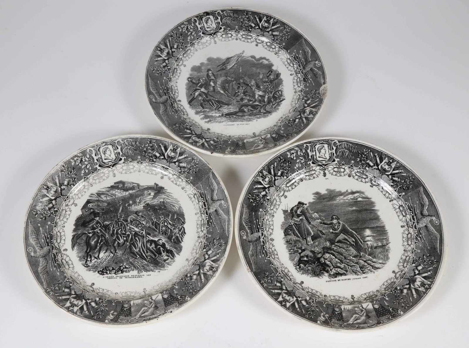 Set of Three Napoleonic Black Transferware Dishes (1 of 6)
