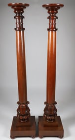 Pair of Classical Carved Mahogany Pedestals
