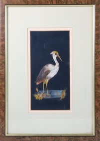Feather Mixed Media Portrait of a Standing Crane