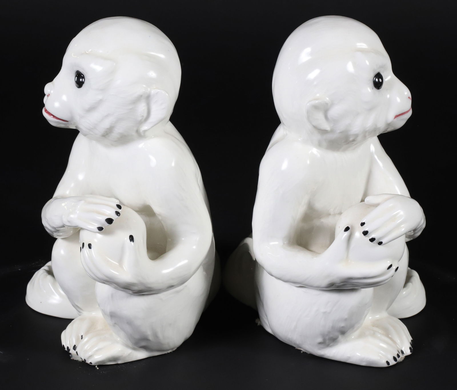 Pair of Chelsea House Blanc de Chine White Ceramic Monkeys (1 of 5)