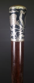 Antique Sterling Silver Grip Walking Stick, 19th century