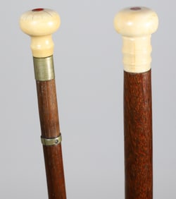 His and Hers Antique Knob Walking Sticks, 19th Century
