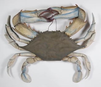 Contemporary Polychromed Wood Crab