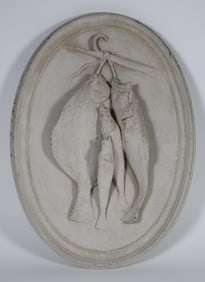 Vintage Concrete Oval Fish Hanging Plaque