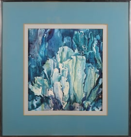 Modernist Watercolor on Paper "Coral"