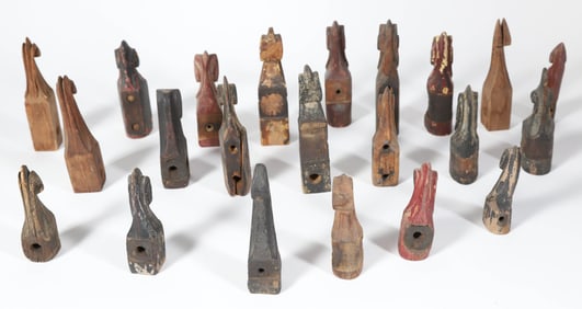 Cabinet Maker's Carved and Painted Wood Finial Samples, 19th Century