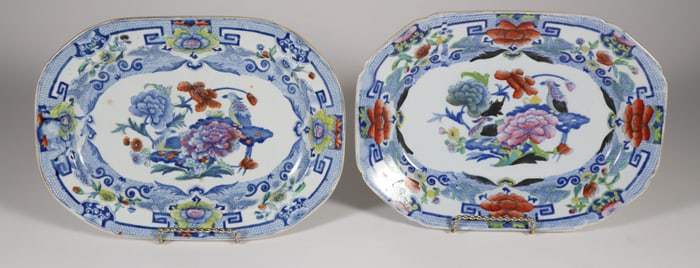 Pair of English Mason's Ironstone Oval Serving Plates, 19th Century